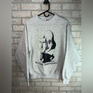Vintage 1992 William Shakespeare Caricature Art Sweatshirt Size L - 0347